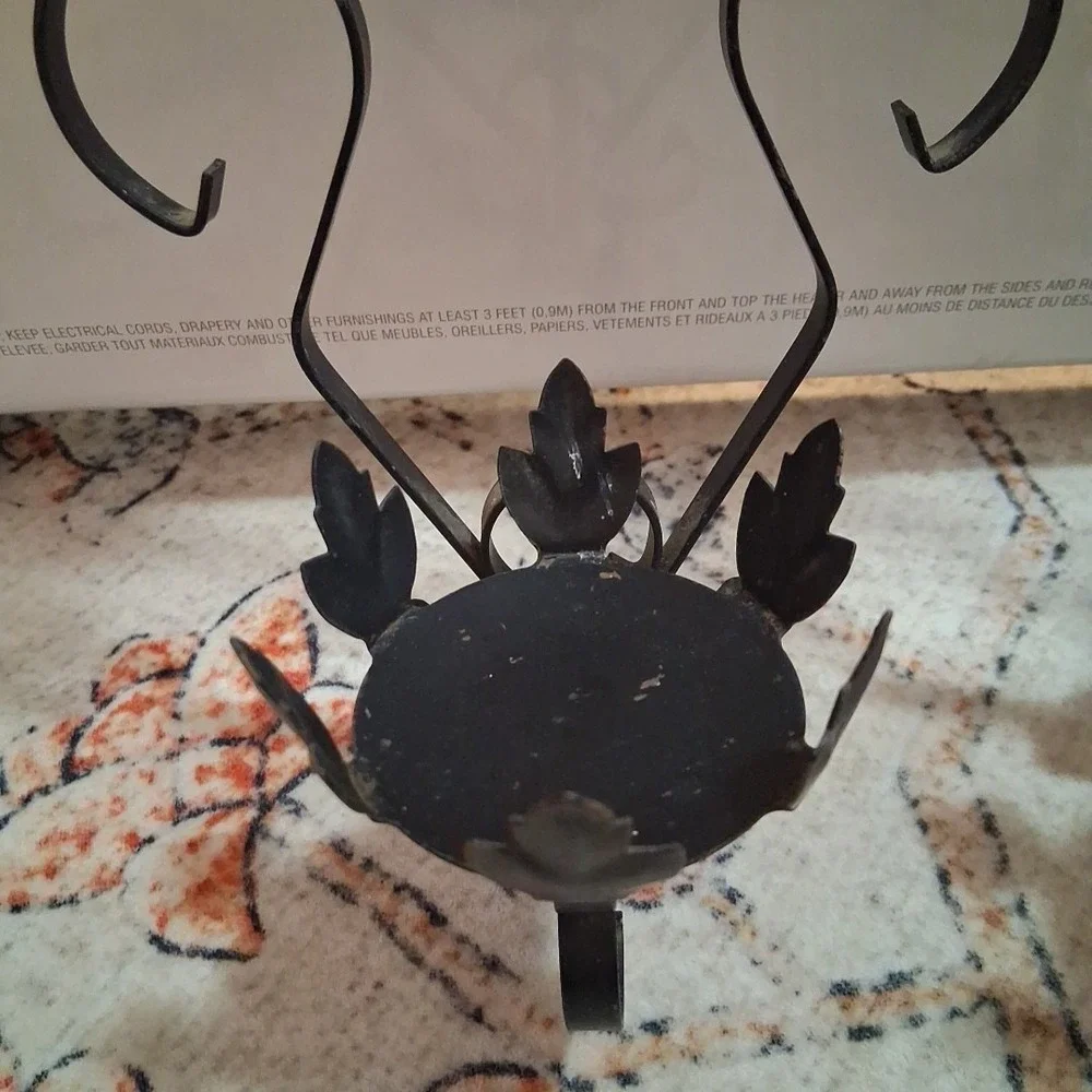 Vtg Gothic Wrought Iron Scroll Spanish Revival Wall Sconce Candleholders x2 READ